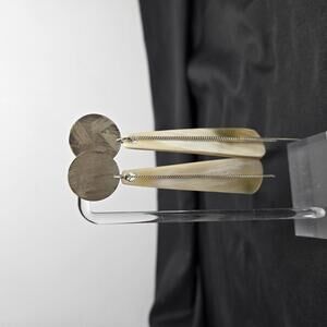 Chan Luu Sterling Silver Horn Drop Earrings 925 Disc Chain Dangle Statement Boho